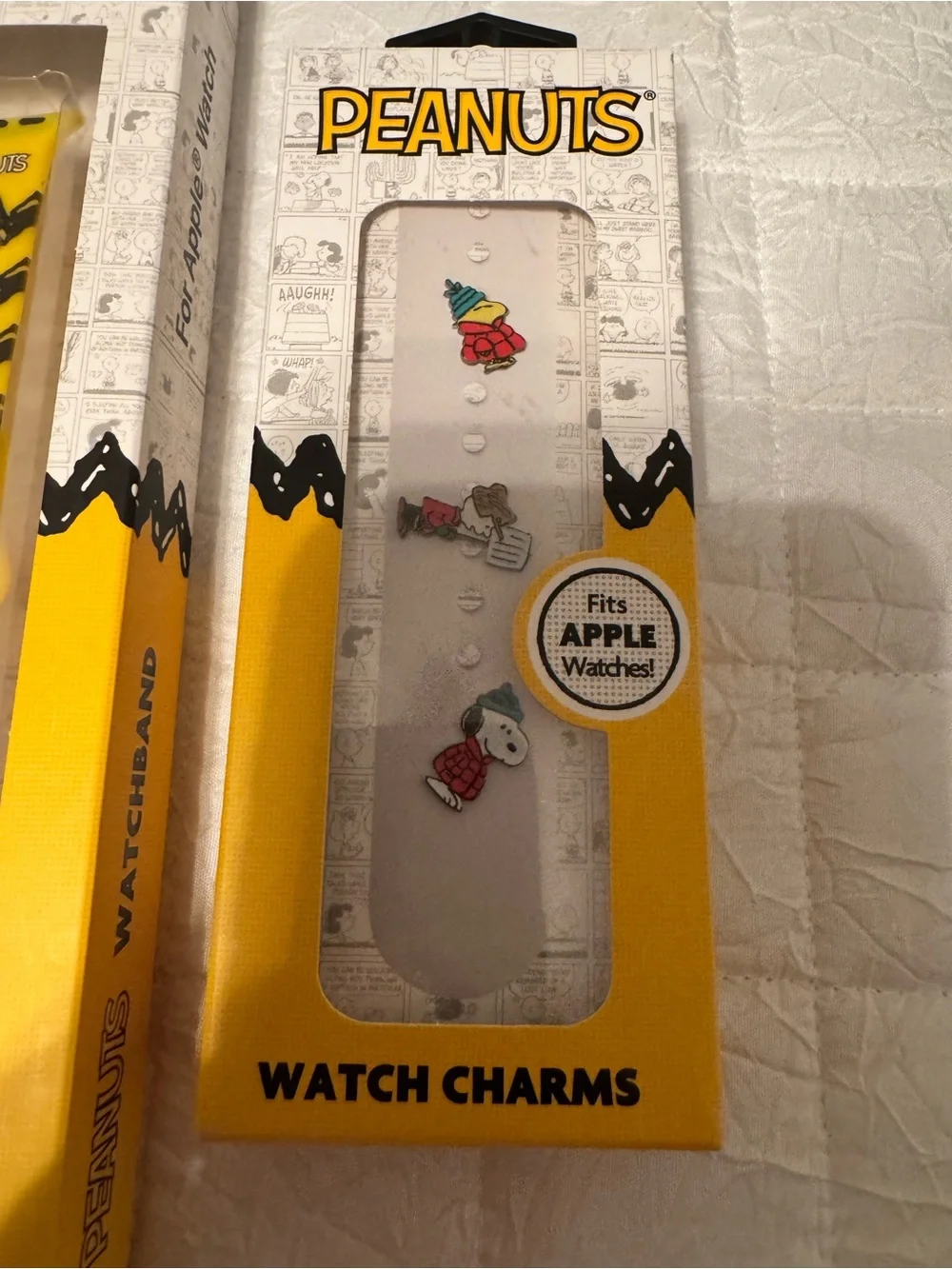 Peanuts Yellow and Black Zigzag Charlie Brown Apple Watch Band with Charms
